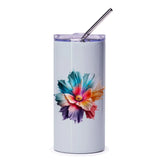 Colorful Flower Tumbler, Floral Tumbler Cup, Art Tumbler, Gift For Her, Tumbler With Straw, Drinkware, Aesthetic Cup, Artistic - Tawshia
